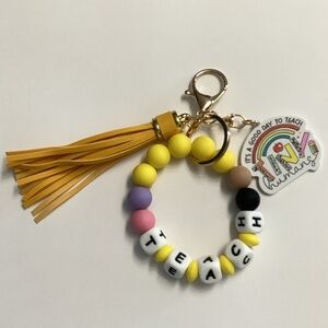 Colorful Beaded Teacher Keychain
